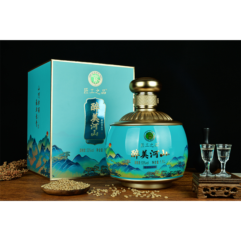 茅台镇 53度 酱香型 坛子酒 醉美河山 1.5L
